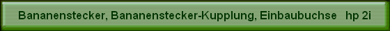 Bananenstecker, Bananenstecker-Kupplung, Einbaubuchse   hp 2i
